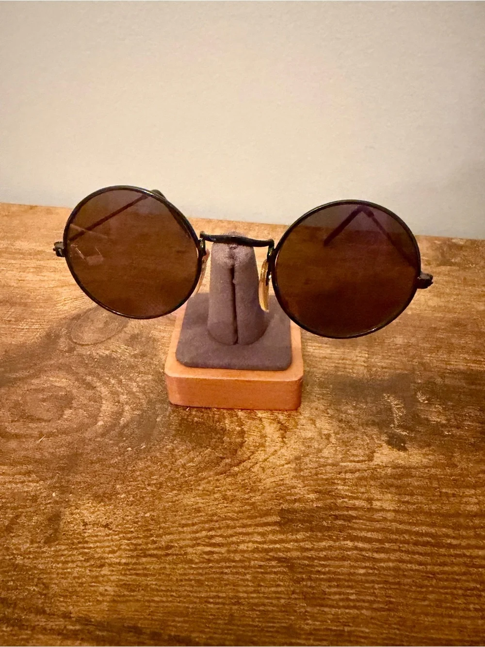 Vintage John Lennon Teashade Sunglasses Smoke Lenses Black Metal 1990s